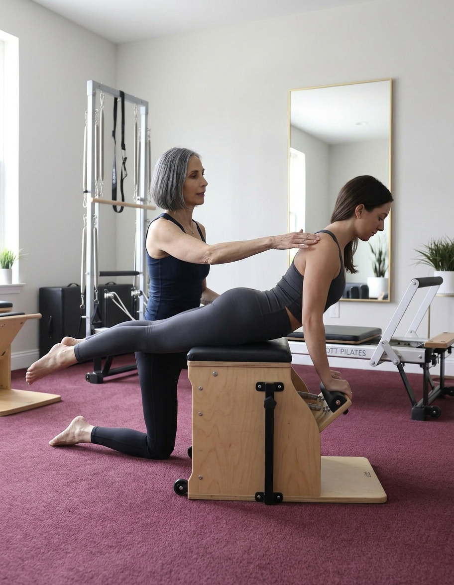 Gina Santangelo guiding a client one-on-one at the GLOW Body studio