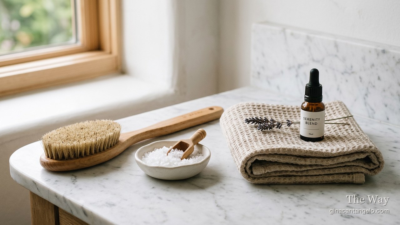 A calm corner with a dry brush and Epsom salts