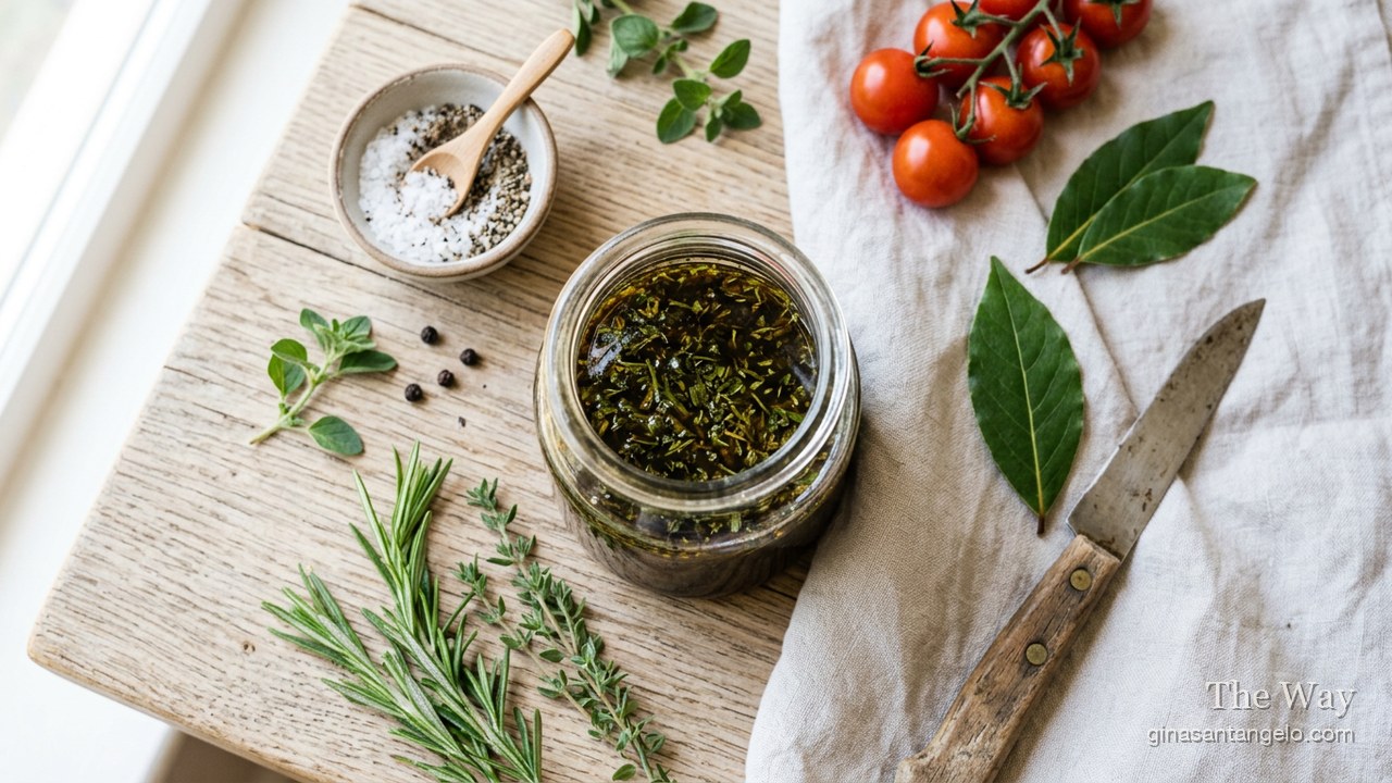 Balsamic herb vinaigrette in a jar