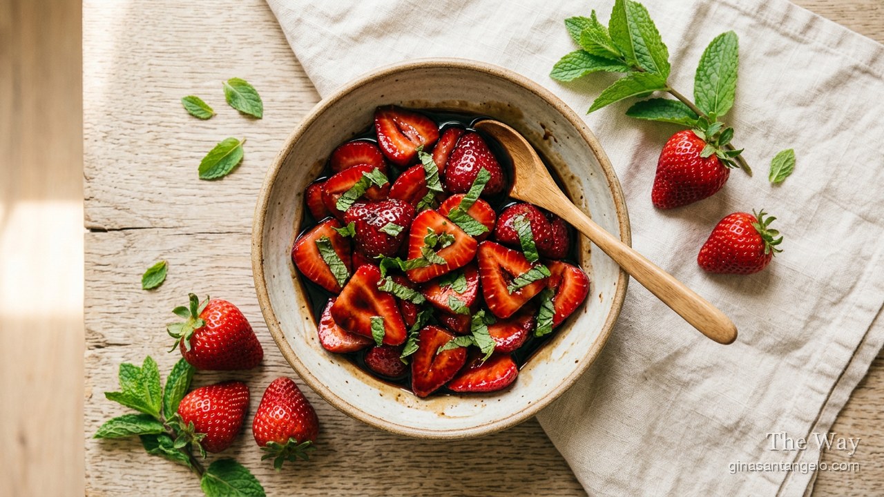 Balsamic strawberries with basil