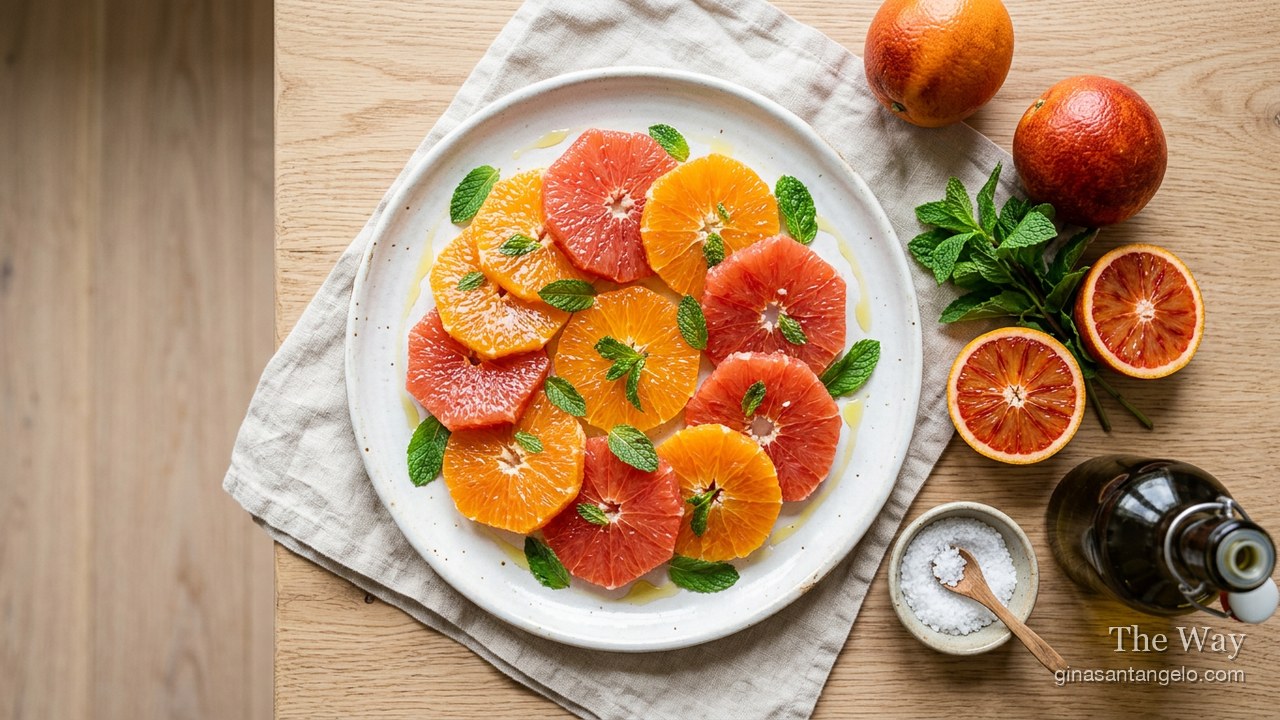 Citrus salad with mint and pistachios