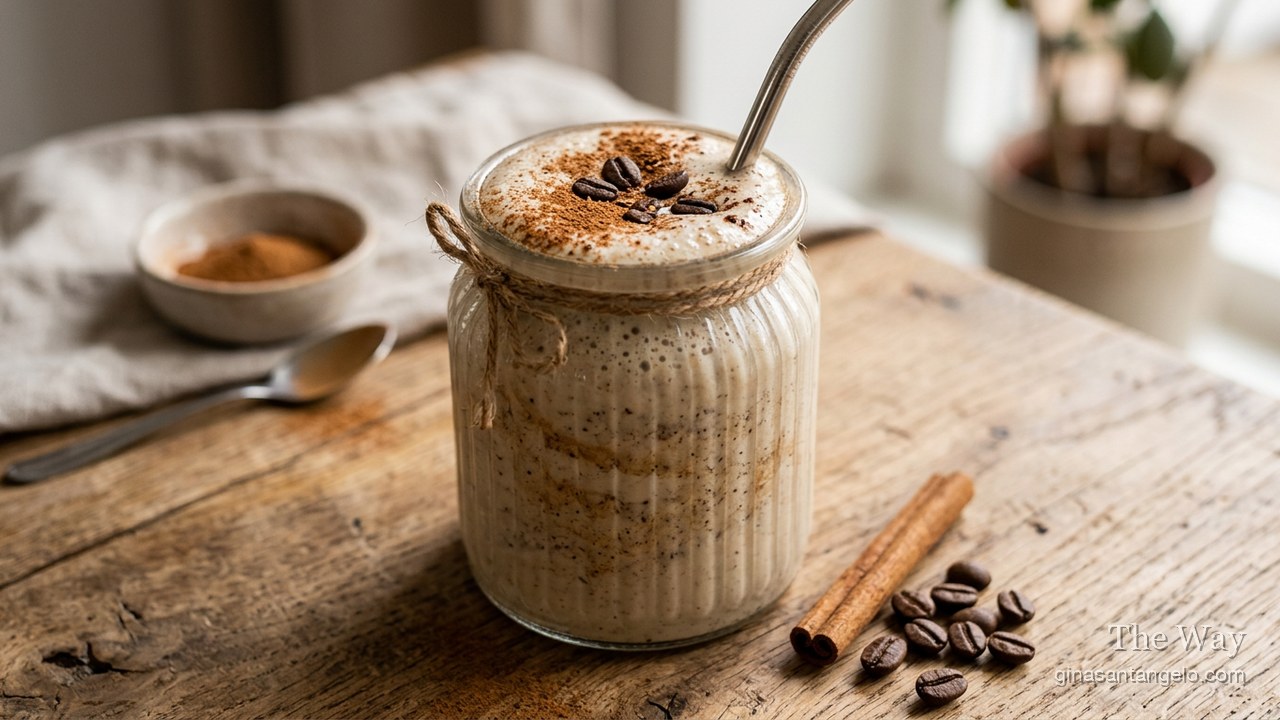 Cinnamon coffee breakfast smoothie in a glass