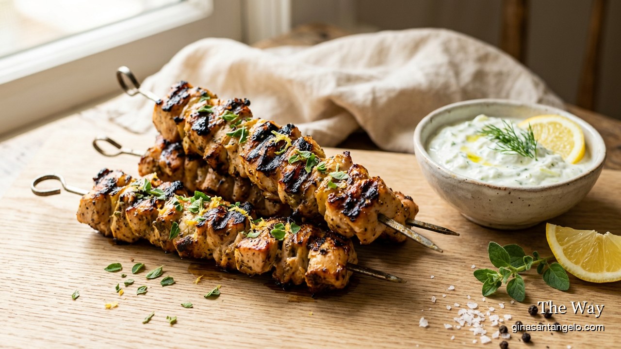Greek chicken souvlaki skewers