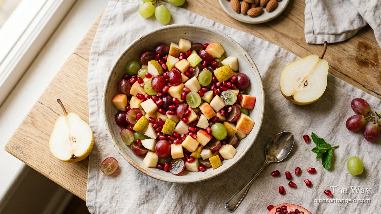 Italian harvest fruit salad with walnuts