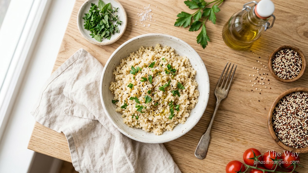 A bowl of fluffy cooked quinoa