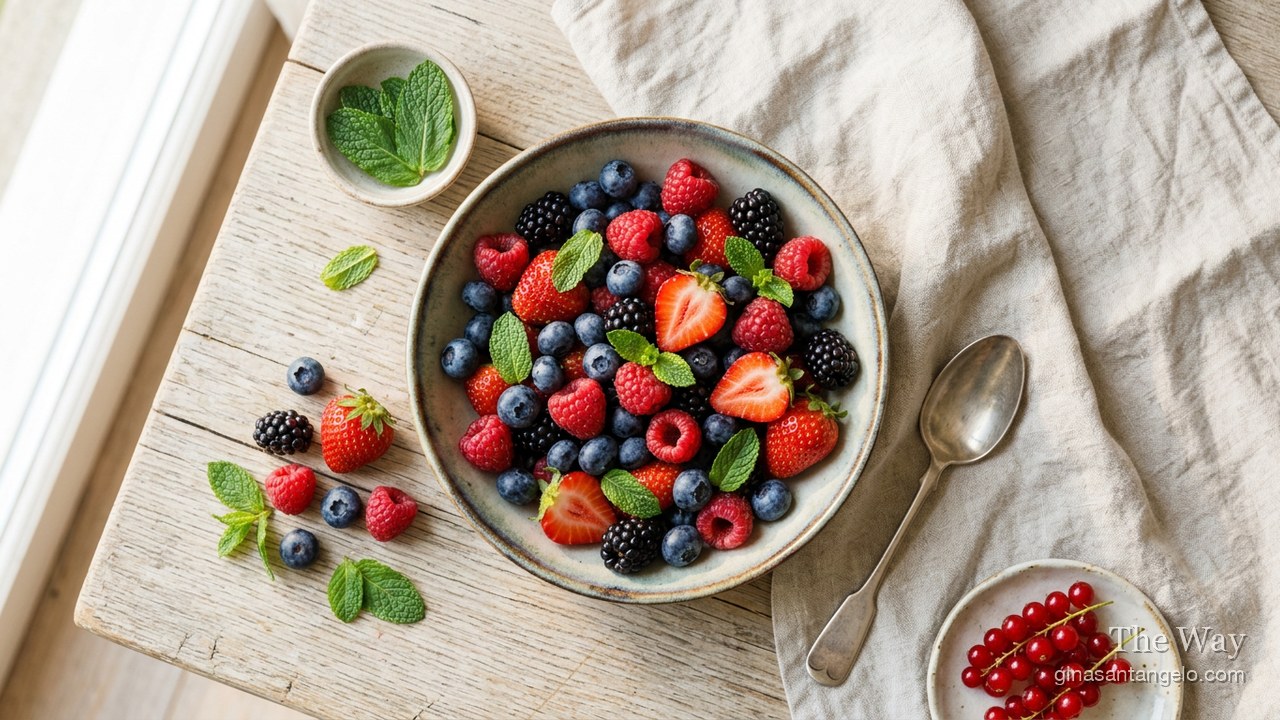 A bowl of mixed summer berries