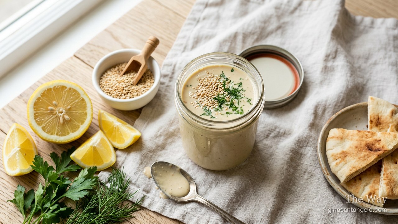 Creamy tahini lemon dressing